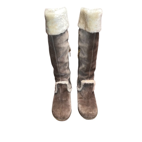 Guess Jefter Taupe Natural Suede Olive Green Tall Boots Size 7.5 - Picture 2 of 13